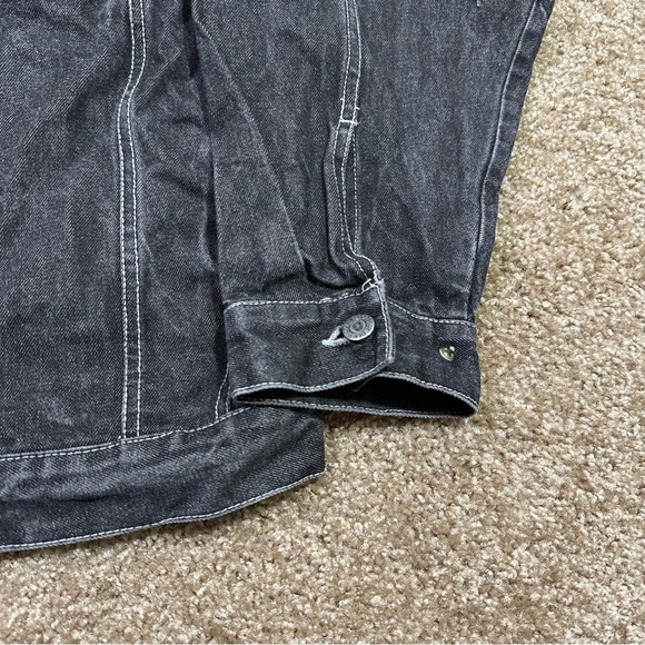 Vintage Godbody Black Denim Jacket Men’s Size XL Button Up Streetwear Hip Hop - Picture 6 of 13